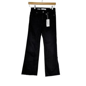 MNG Sienna Black High Waist Cropped Flare Jeans 36 NWT